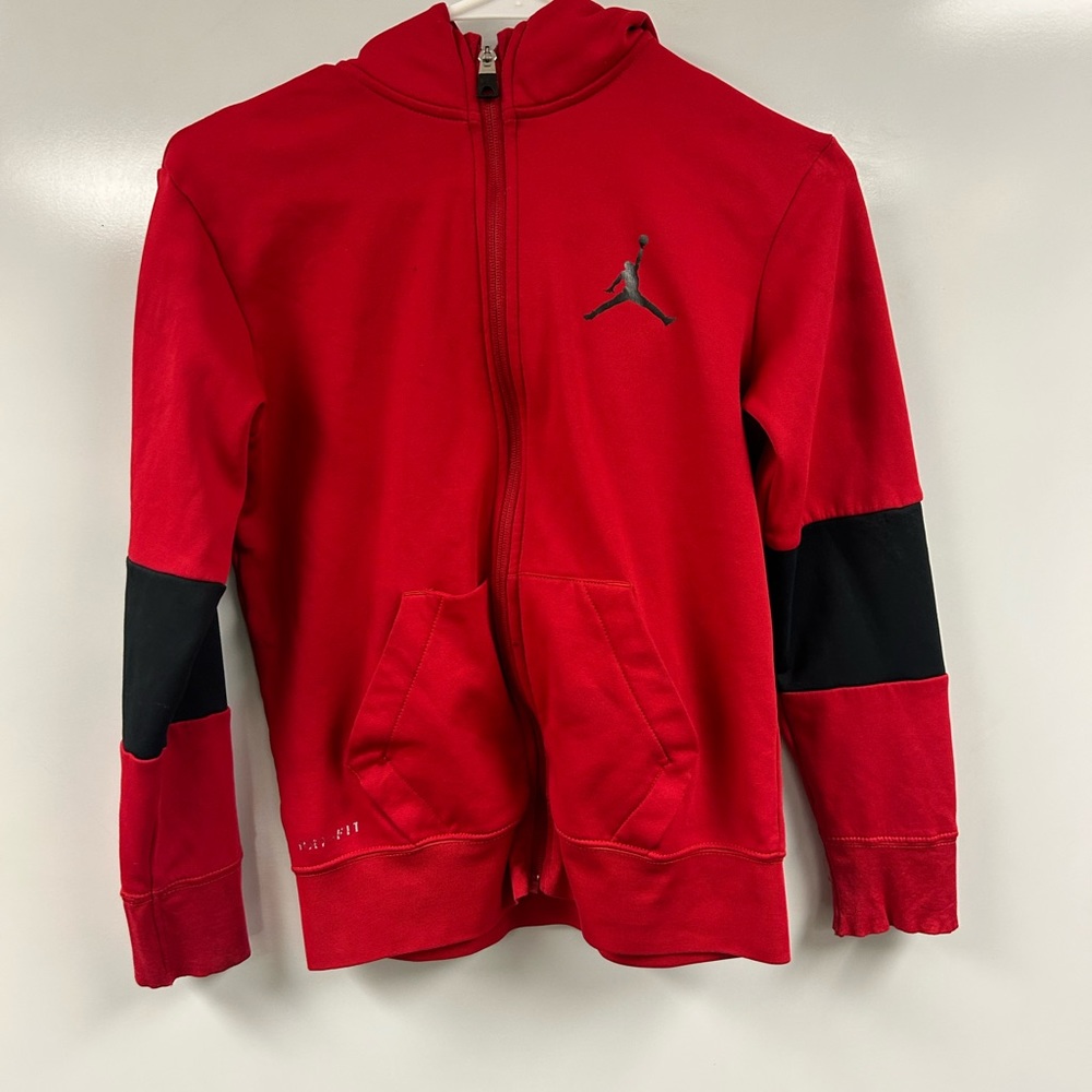 Jordan Essentials Kids Full-Zip DriFit Red/Black Hoodie-M